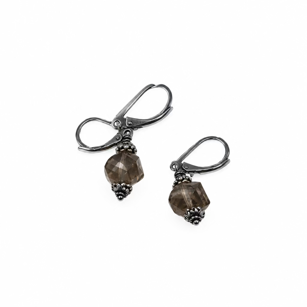 Smoky Topaz and Sterling Silver Earrings