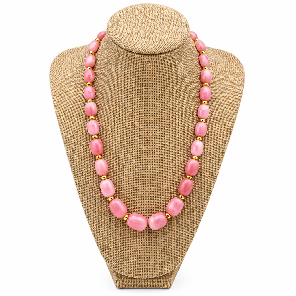 Pink Opal with Gold Fill Necklace