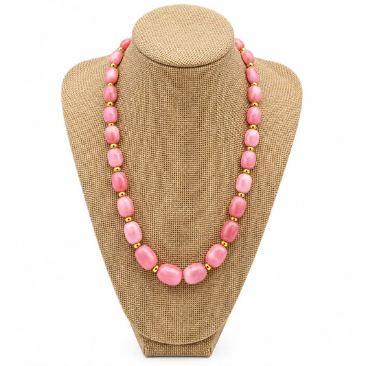 Pink Opal with Gold Fill Necklace