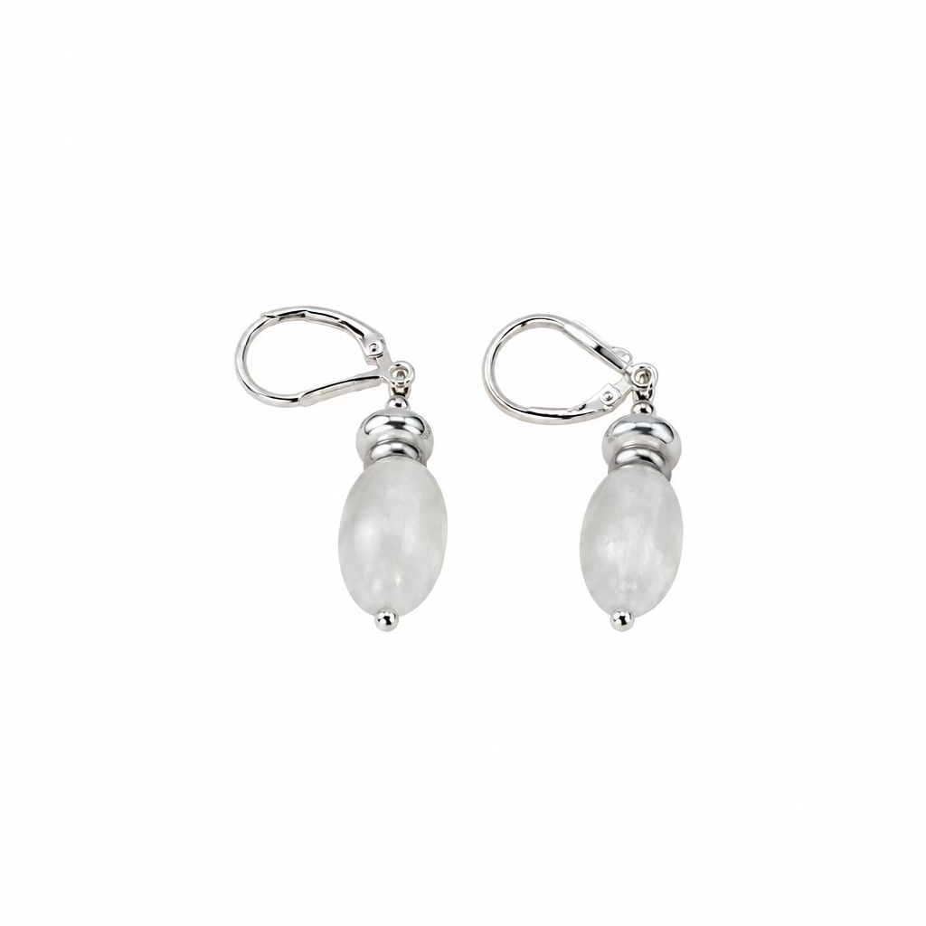 Pearl, Moonstone, and Sterling Silver Earrings