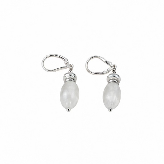 Pearl, Moonstone, and Sterling Silver Earrings