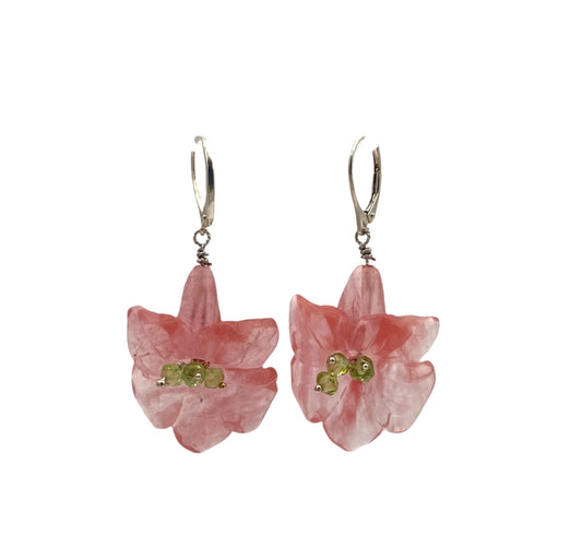 Pink Flower Earrings