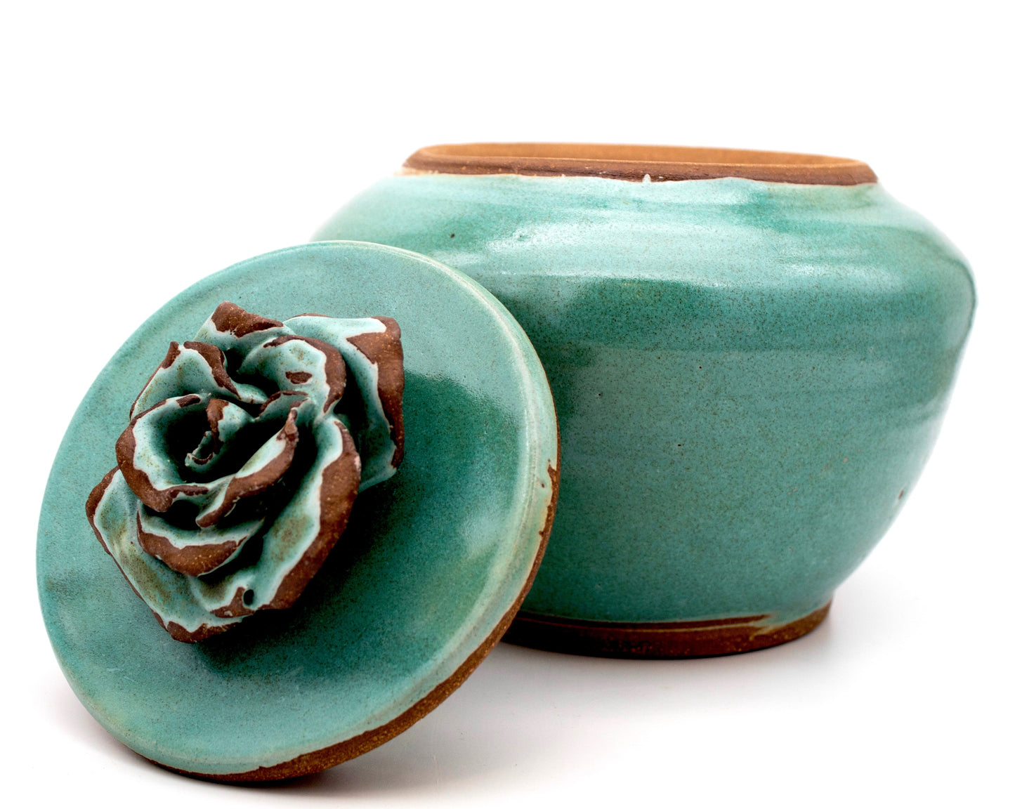 Turquoise Jar with Rose Knob