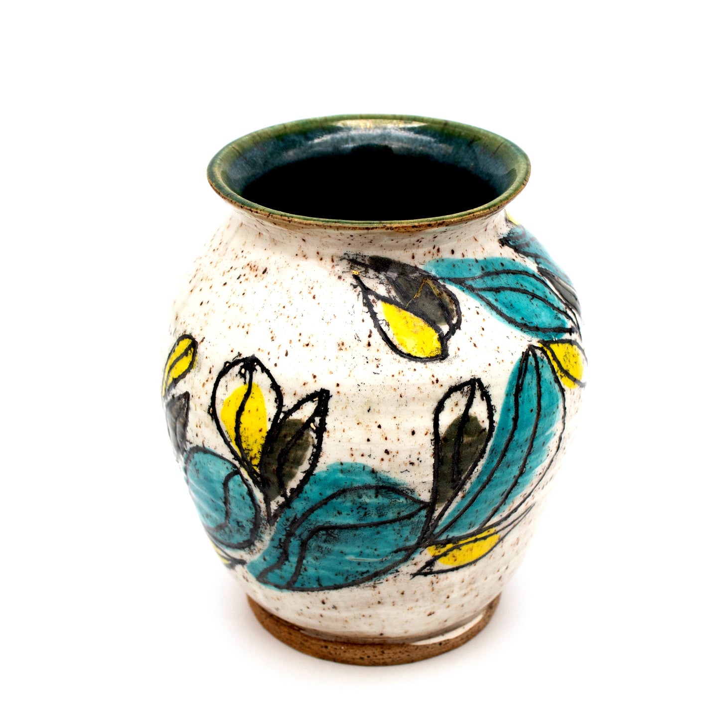 Multi Colored Design on White Vase