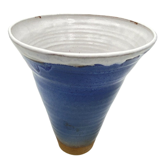 Tapered Blue Vase with White Inside