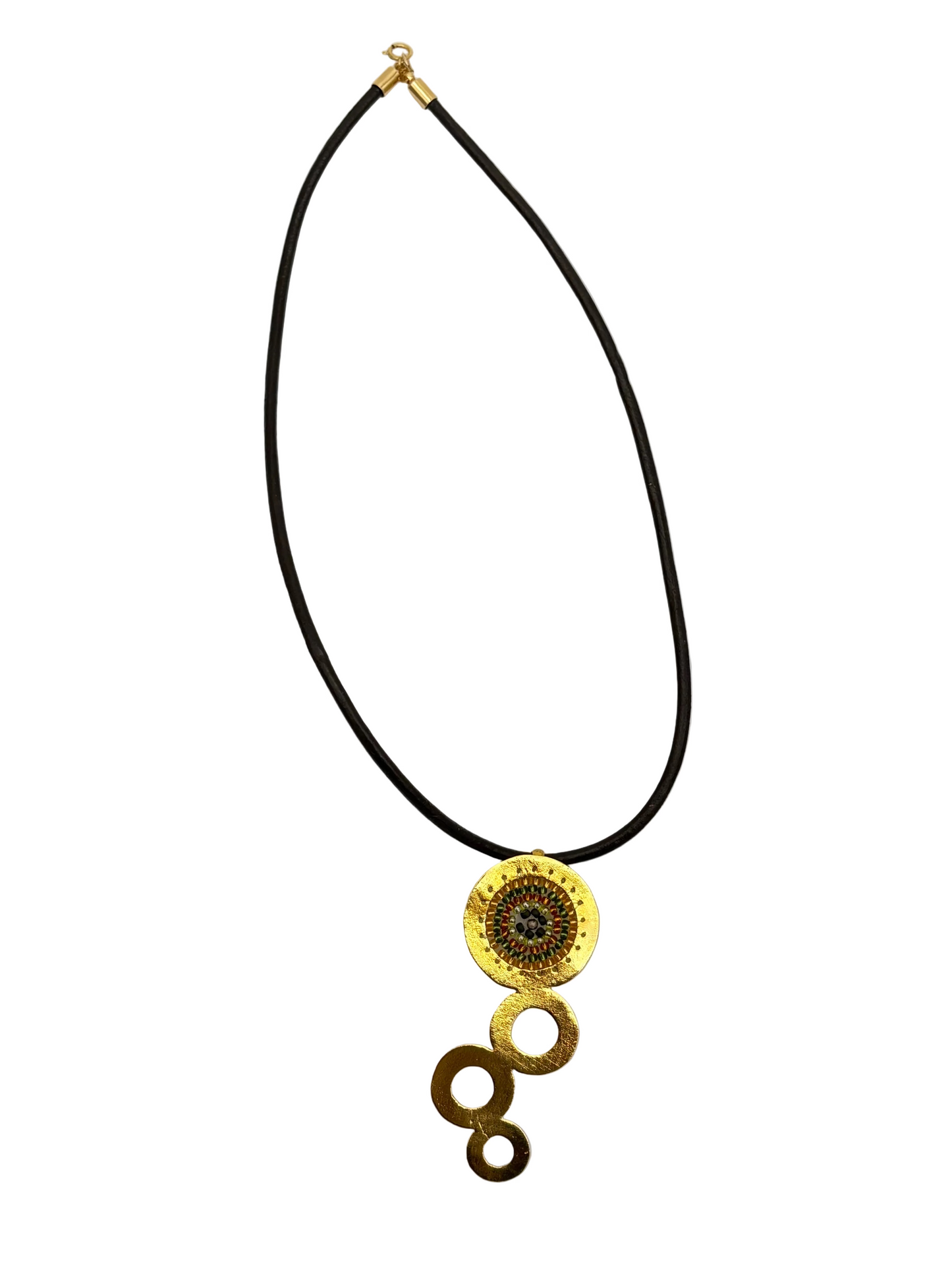 Leather Necklace with Circle Pendant