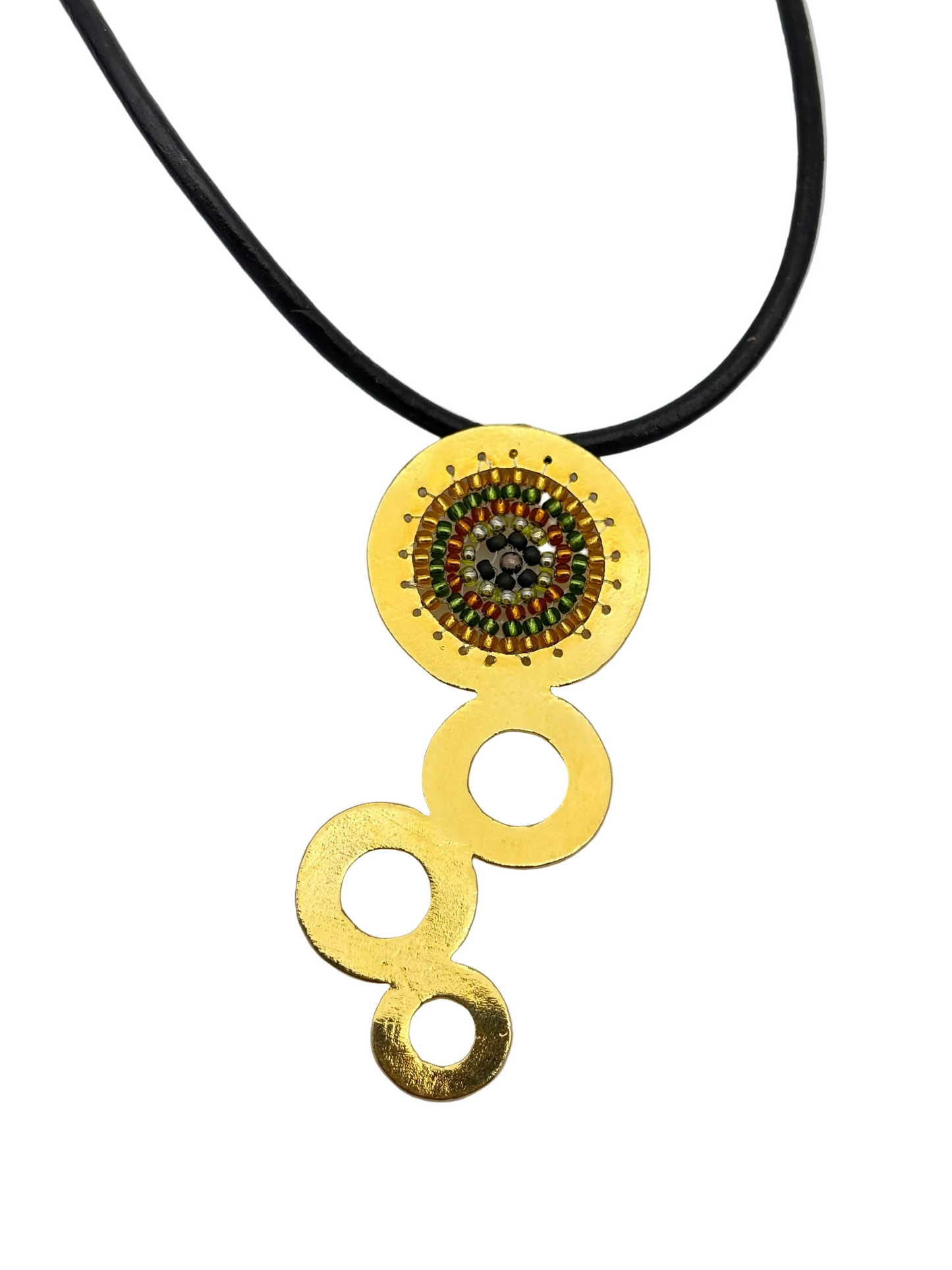 Leather Necklace with Circle Pendant