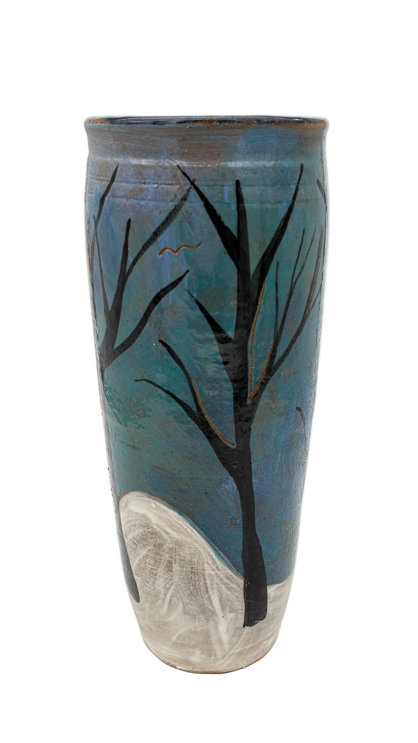 Blue & White Cylinder w/ Black Trees
