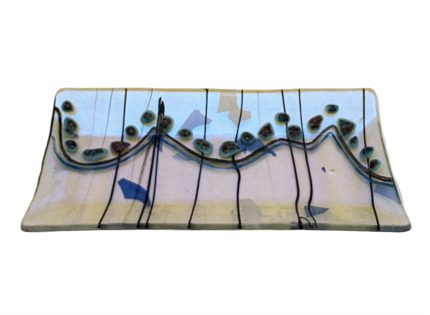 Long Blue iridescent Dish