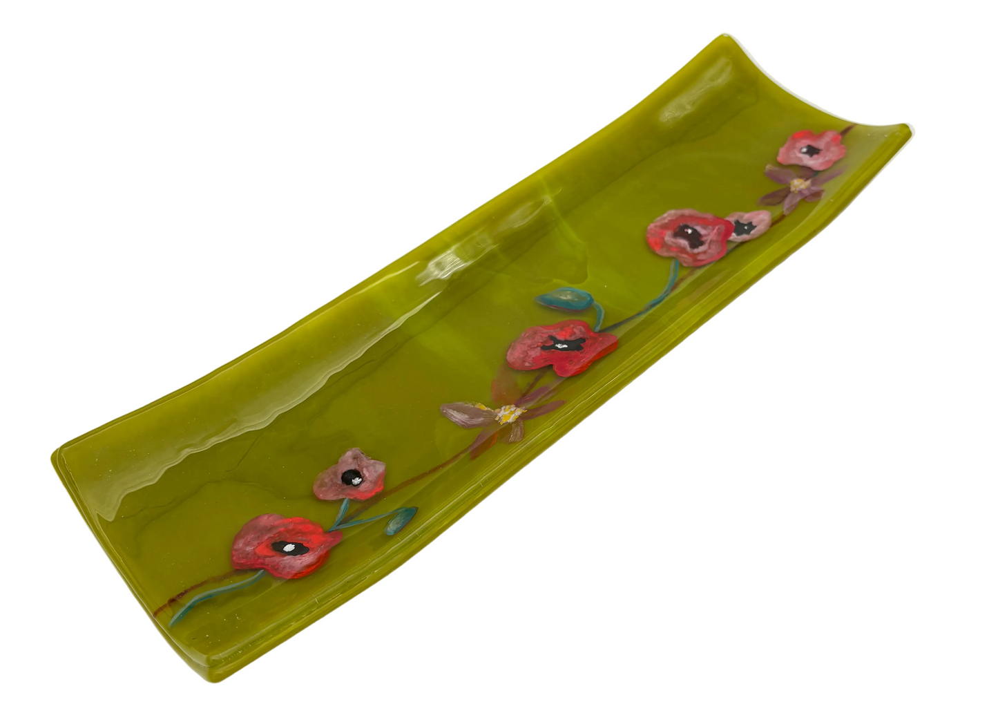 3 Layer Green & Red Poppy Plate