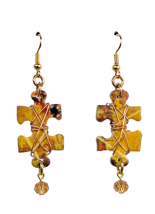 Repurposed Puzzle Piece Earring