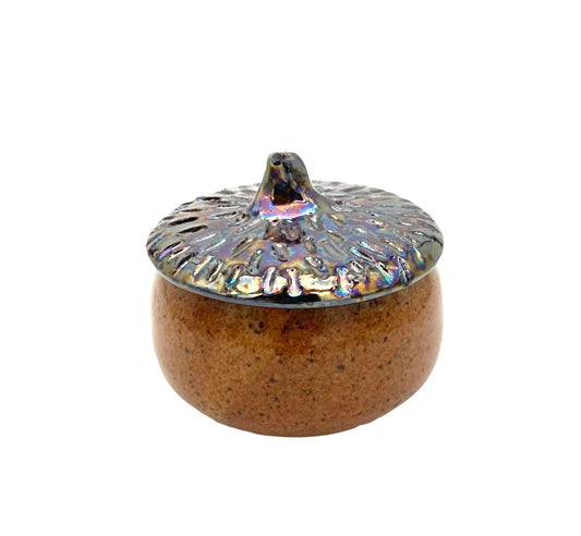 Small Brown Acorn Lidded Vessel