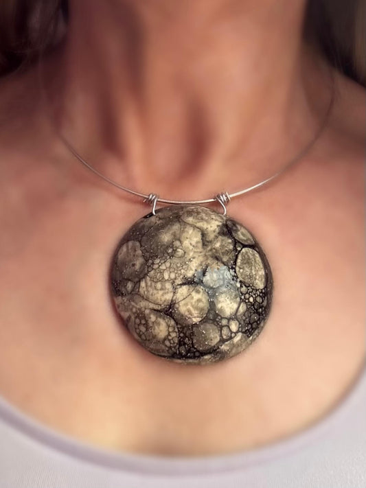 Sterling Silver Choker With Sculpture Pendant
