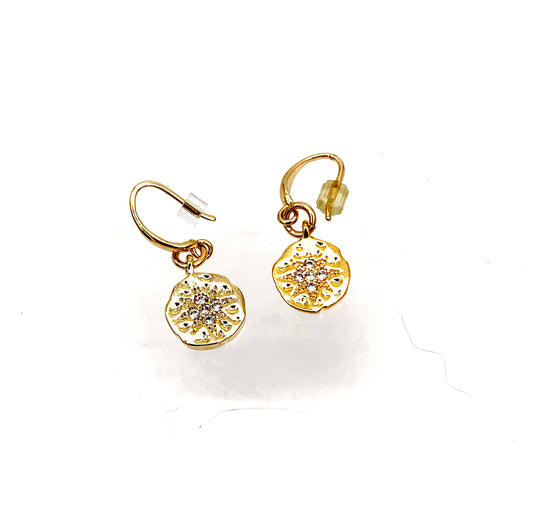 Gold Fill Disc & Hook Starburst Earrings