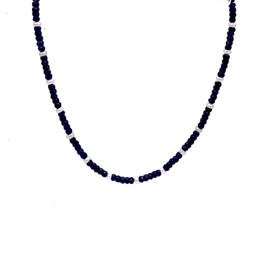 Sapphire (Dyed, Pearl, Sterling Silver) Necklace