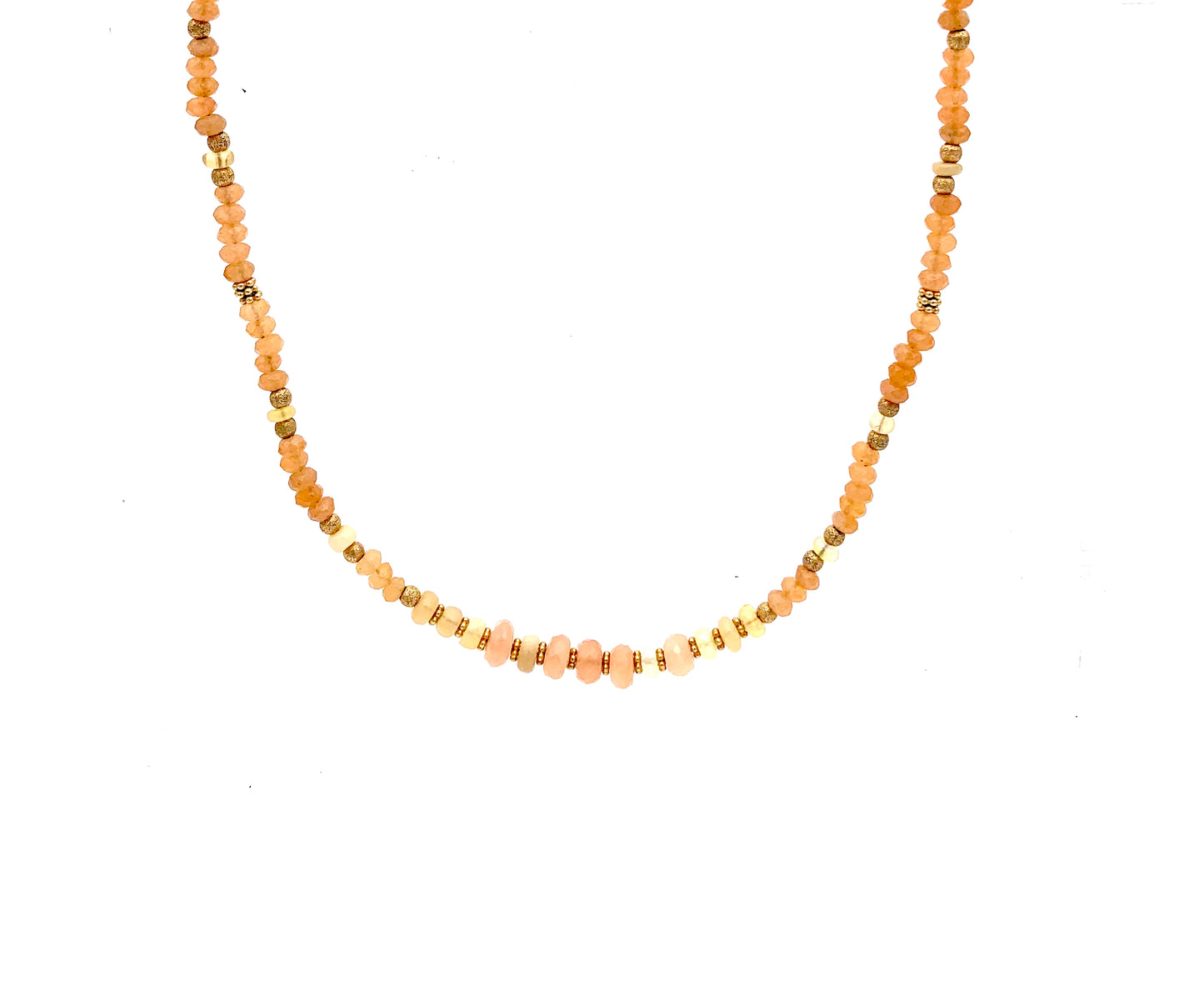 Peach Moonstone, Ethiopian Fire Opals, Gold Fill Necklace
