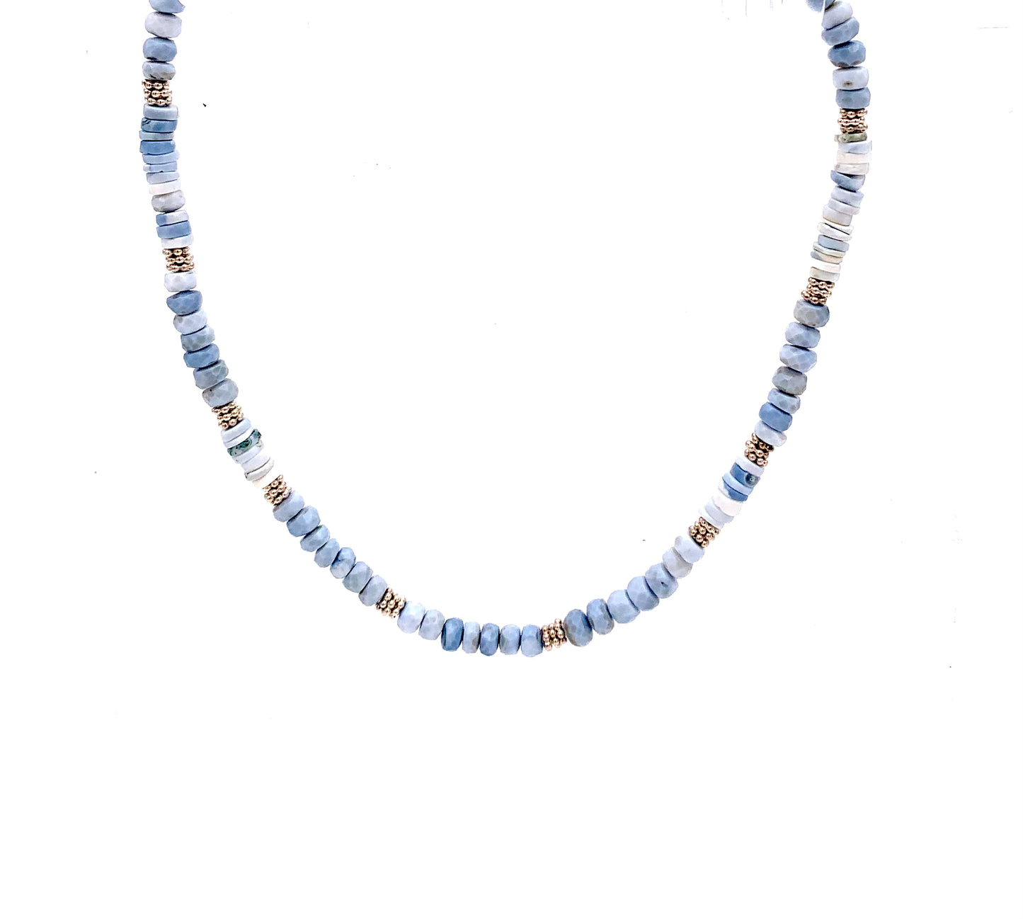 Natural Blue Opal, Sterling Silver Necklace