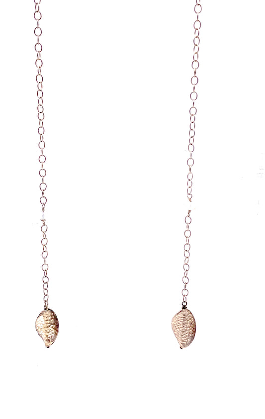 Sterling Chain, Moonstone, Hammered Bay Leaf Necklace
