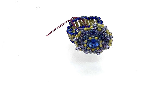Ring w/ Crystal Center, Blue and Green Beads