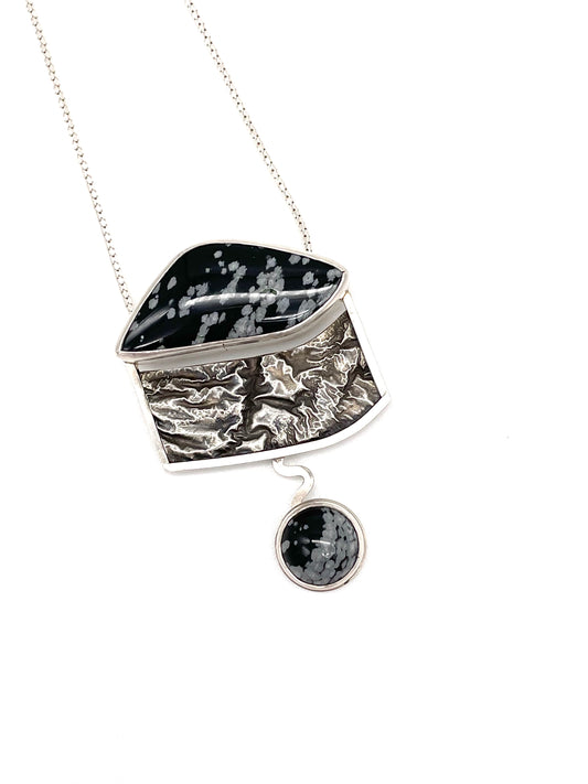 Snowflake Obsidian Stone Necklace